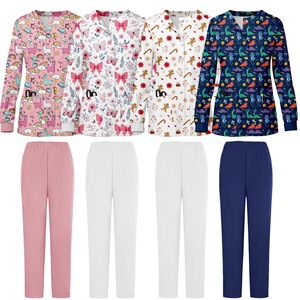 Printed <b>Scrub</b> Top For Women Moisture Wicking Hospital Uniform Workwear With Label Size S XXL - Product Image 4