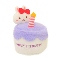 Porte-clés en peluche mignon en forme de lapin avec nœud, pendentif doux et moelleux en forme de beignet, gâteau, thé au lait, sucette, pâtisserie, broderie et texte 'Sweet Tooth'