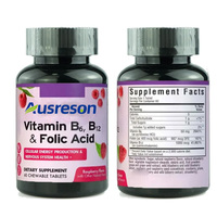 Ausreson Compléments alimentaires Vitamine B1 B6 Comprimés de B12 Complexe de vitamines Marque privée Vitamine B6 B12 Comprimés à croquer