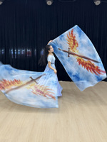 Drapeaux de culte pour la danse de louange, imprimés flamme, épée, ailes d'ange, en mousseline, bannière de danse à tenir à la main, pour la danse du ventre et les spectacles sur scène
