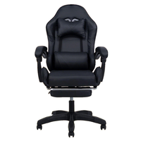 Chaise de jeu ergonomique inclinable en cuir PU, base en acier inoxydable, hauteur réglable, support lombaire, pour la maison, le bureau, l'hôtel