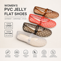 Sandales plates Mary Jane en PVC pour femmes, style cage ajourée, antidérapantes, imperméables, pour la plage, l'été et le printemps, vente en gros