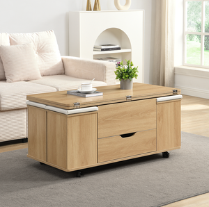 Multi-Functional Lift-Top Coffee <b>Table</b> with Hidden Storage Stools and 4 Casters Modern Living Room Furniture Eco-Friendly - Product Image 2