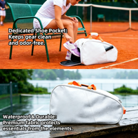 Sac de tennis et de pickleball personnalisé en PU pour hommes et femmes, grande capacité pour 6 raquettes, avec compartiment pour chaussures, poche isolée, usage quotidien