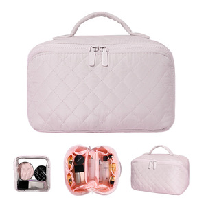PLAYMAX New Eco-Friendly Zipper Medium Capacity Portable <b>Makeup</b> Bag Soft Handle <b>Makeup</b> Brush <b>Organizer</b> Durable Foldable Premium - Product Image 1