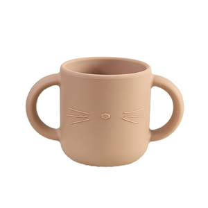 Gobelet anti-fuite en silicone en forme de chat avec poignée souple, adapté aux tout-petits, sans BPA, qualité alimentaire, motif imprimé, pour 0-12 mois - Product Image 1