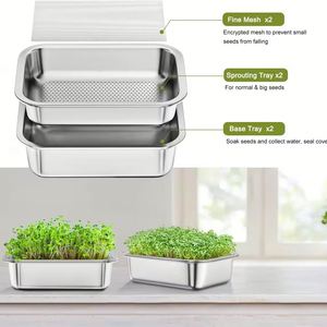 Bandejas para Germinación de Semillas, Bandeja para Cultivo de Microgreens, para Cultivar Brotes Frescos de Brócoli Orgánico, Hierba de Trigo - Product Image 1