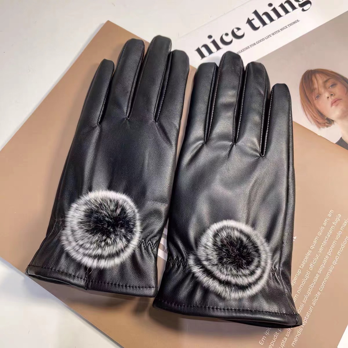 Модные Классические кожаные перчатки из овечьей кожи для вождения с сенсорным экраном женские зимние перчатки теплые шерстяные черные коричневые
