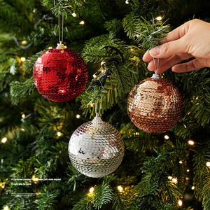 LINGKAI Shiny Sequin Christmas <b>Ball</b> Ornaments Colorful <b>Glitter</b> Hanging Baubles for Holiday Party Xmas Tree Decor - Product Image 3