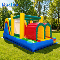 Parcours d'obstacles gonflable commercial, château gonflable arc-en-ciel avec toboggan, château de saut en PVC, installation facile, capacité personnalisée pour enfants