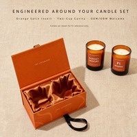 Boîte cadeau pour bougies personnalisée avec logo, 2 pièces, avec couvercle magnétique et doublure en satin pour bougies parfumées dans un bocal en verre ambré, vente en gros