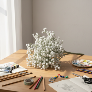 B-877 Fiori Artificiali All'Ingrosso, Grandi Teste Bianche di Gypsophila, Fiori Artificiali Sciolti per Composizioni Floreali - Product Image 4