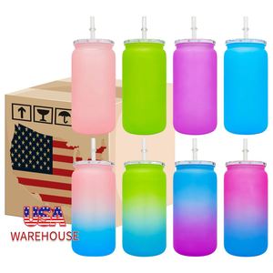 New Arrival 16Oz Frosted Ombre Matte Bpa Free Colorful Gradient Soda Beer Acrylic <b>Plastic</b> Can <b>Cup</b> for Kids Children - Product Image 1
