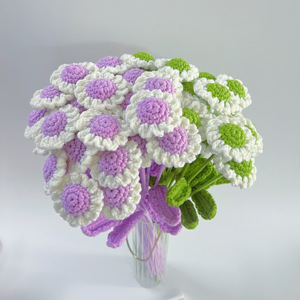 Bouquet Magritte au crochet moderne et coloré, fleurs en laine tissées à la main, cadeau original - Product Image 1