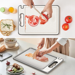<strong>Titanium</strong> &amp; Stainless Steel Double Sided Cutting Board <strong>Scratch</strong>-<strong>Resistant</strong> Kitchen Utensil - Product Image 3