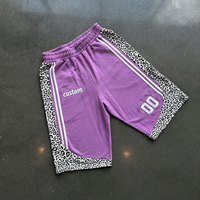 Shorts pour hommes Yingling DTG personnalisés, imprimé léopard rétro, streetwear vintage, shorts amples en coton lourd, shorts de sport hip hop, shorts baggy