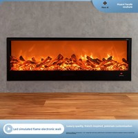 Cheminée Électronique Encastrée avec Simulation de Flamme de Bois, Armoire Chauffante Décorative, Éclairage d'Ambiance pour Salon et Maison