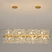 Lampes suspendues rectangulaires simples pour salon, hôtel, restaurant, décoration moderne, luxe, or, lustre en cristal G9
