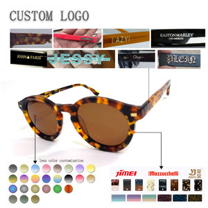 Yellow Acetate Round Sunglasses Polarized TAC Lenses UV400 Unisex Full Rim <b>Eyewear</b> for Outdoor Wear - Product Image 2