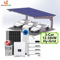 Système solaire 12,39 kW pour 3 places de stationnement avec batterie 14 kWh et onduleur hybride MPPT pour usage domestique