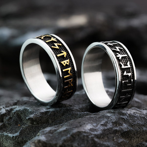 yunnique Nordic Vintage Stainless Steel <b>Ring</b> With Viking Runes Unisex Hip Hop Jewelry Gift - Product Image 1