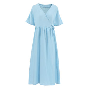 QINSI autunno bianco cotone <span class=keywords><strong>donna</strong></span> abito <span class=keywords><strong>da</strong></span> <span class=keywords><strong>notte</strong></span> Sexy con scollo a V maniche corte pizzo lungo camicia <span class=keywords><strong>da</strong></span> <span class=keywords><strong>notte</strong></span> Casual ampia <span class=keywords><strong>vestaglia</strong></span> <span class=keywords><strong>da</strong></span> <span class=keywords><strong>donna</strong></span> - Product Image 4