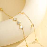 Chaînes de cheville tendance pour femme en acier inoxydable plaqué or 18 carats, motifs cœur, feuilles de ginkgo et coquillages, bijoux de pied à la mode, vente en gros