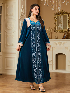Abbigliamento islamico etnico invernale abito lungo Iraqi velluto Abaya ricami di lusso abiti da donna abiti da festa - Product Image 3