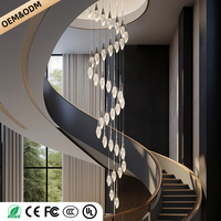 Lustre moderne pour escalier, luminaire de luxe pour villa, lampe suspendue pour grenier, luminaire design en cristal en forme de goutte de pluie