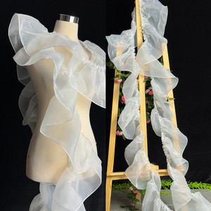 Tela <span class=keywords><strong>de</strong></span> Encaje Blanco <span class=keywords><strong>de</strong></span> 20 cm <span class=keywords><strong>de</strong></span> Ancho, Elegante Tela <span class=keywords><strong>de</strong></span> Organza con Borde <span class=keywords><strong>de</strong></span> Loto Plisado para Vestidos <span class=keywords><strong>de</strong></span> Diseñador y Decoración <span class=keywords><strong>de</strong></span> Bodas - Product Image 4