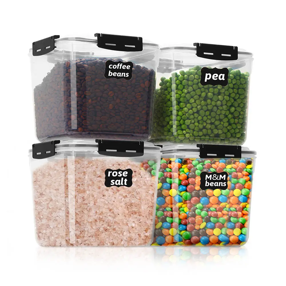 plastic kitchen storage containers set food cereal & dry food storage containers for pantry organization