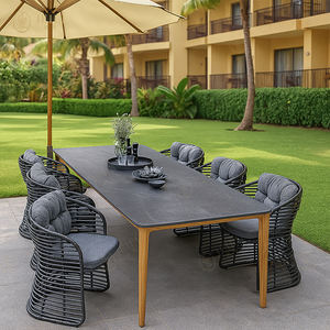Conjunto de Muebles de Exterior de Lujo para Restaurante Comercial JEILI, Silla de Cuerda Tejida con Sombrilla, Mesa de Piedra, Impermeable, para Hotel, Resort, Piscina - Product Image 1