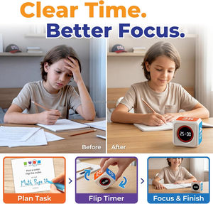Temporizador Visual para Niños y Adultos, Cubo de Temporizador <span class=keywords><strong>Pomodoro</strong></span>, Cuenta Regresiva y Ascendente Visual, Temporizador Digital para el Aula, Recargable, para TDAH - Product Image 3