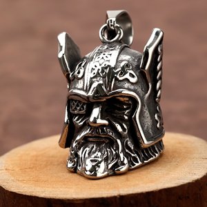 Pendentif Viking Odin en acier inoxydable, forme visage, bijou thématique, cadeau - Product Image 4