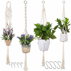 Planteur en plastique perforé, jardinières et pots, décorations murales en rotin, panier suspendu en fil métallique avec ventre en <span class=keywords><strong>bois</strong></span>, Noël - Product Image 1