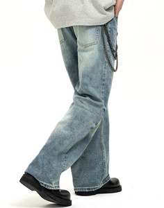 Vaqueros Baggy Personalizados de Corte Ajustado, Desgastados, Ligeros, con Estampado <span class=keywords><strong>Azul</strong></span>, Estilo Flare para <span class=keywords><strong>Hombre</strong></span> - Product Image 3