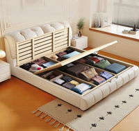 Cadre de lit blanc cassé, lit plateforme moderne rembourré et moelleux pour chambre d'adulte, taille Queen/King