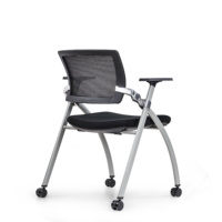 Chaise de formation pliable en maille avec tablette d'écriture pour étudiants, idéale pour les salles de classe et les bureaux