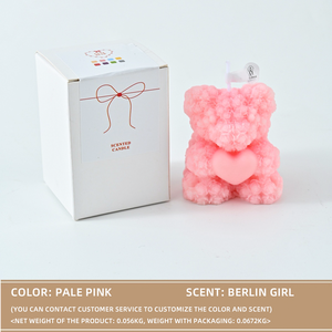 Nến thơm hình gấu hoa hồng làm từ sáp đậu nành, hương liệu thảo mộc/thực vật, thủ công, trang trí hình thú, dùng trang trí nhà cửa, đa năng. - Product Image 4