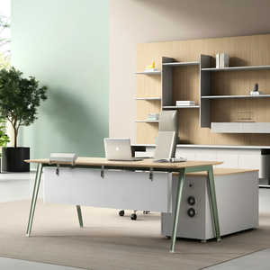 Bureau de direction de haute qualité en panneaux MFC avec armoire de rangement latérale pour le patron - Product Image 2