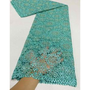 Venta caliente precio al por mayor cordón guipur tela de encaje con diamantes de imitación para organza Africana mujeres vestidos de fiesta - Product Image 3