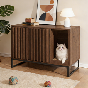 Concealed Wood <strong>Cat</strong> <strong>Litter</strong> Box <strong>Furniture</strong> with Scratching Board and Easy Clean Feature Indoor Side Table - Product Image 2