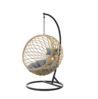 Fauteuil suspendu en osier d'extérieur avec support, chaise balançoire en rotin pour patio avec coussin pour jardin et balcon