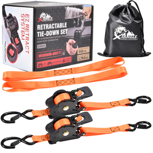 Correas de Amarre Automáticas Personalizadas 2PK con Trinquete, 1"x10ft, 1760lbs, Correa Retráctil Automática para Cortacésped y Equipo - Product Image 1