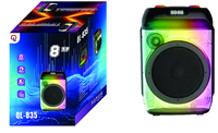 Haut-parleur portable de fête 8 pouces avec LED RGB, micro sans fil, télécommande, multi-connectivité BT/USB/TF/FM/AUX, boîtier en plastique, haute puissance 30-50W