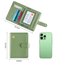 Portefeuille de voyage en cuir RFID personnalisé Unai avec logo sérigraphié, fenêtre d'identification, multi-usages, sans fermeture, vente en gros