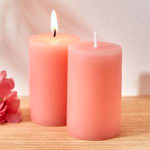Ensemble de bougies pilier artisanales en cire de soja et paraffine corail/pêche, pour Halloween et Noël, usage intérieur/extérieur, longue durée de combustion, écologiques - Product Image 3