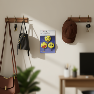 Smiley Face Hooks With Adhesive 3Pcs Set For Wall Hanging Novelty Hooks - Product Image 2