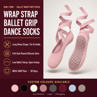 Chaussettes de ballet en gros à bout ouvert en coton et nylon avec semelle à pois en silicone pour la danse classique et le yoga