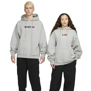 High Quality Custom Logo Plus Size Men's Hoodie Unisex Heather Grey Hooded Sweatshirt